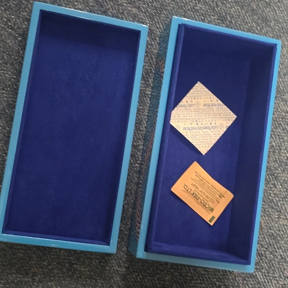 JONATHAN ADLER Eden Lacquer Box, Color Blue, Retail Price $325.00 USD